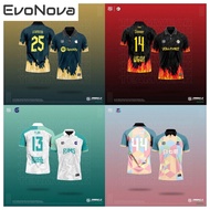 (Customizable) EvoNova Barcelona Retro Jersey Custom Name and Number Flame Baju Retro Collar Jersey Retro Coller Lelaki Kanak-kanak Unisex