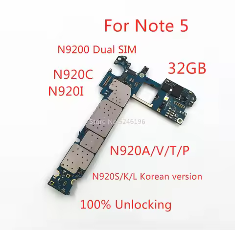 1pcs 100% Unlocking Motherboard For Samsung Galaxy Note 5 N9200 N920C N920I N920A N920V N920T N920P 