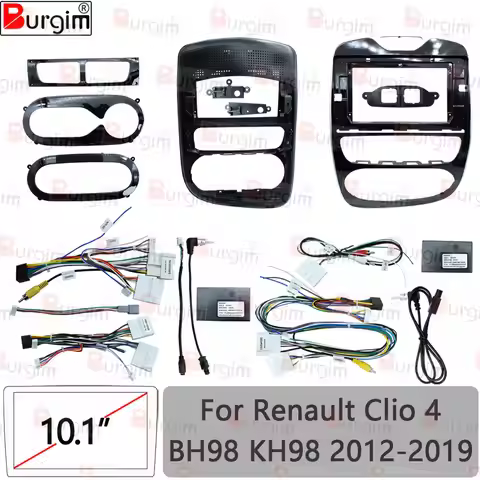 Burgim Car Android Radio Frame For Renault Clio 4 BH98 KH98 2012-2019 MT AT 10 inch Fascia Stereo Pa