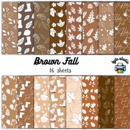 16 Sheets 8x8 Brown Fall Print by byte studio | Premium Paper Craft Junk Journal Stationery