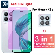 3 in 1 Honor X8b Tempered Glass For Honor X8B X8A X7B X7A Anti Blue Light Ray Screen Protector Camer