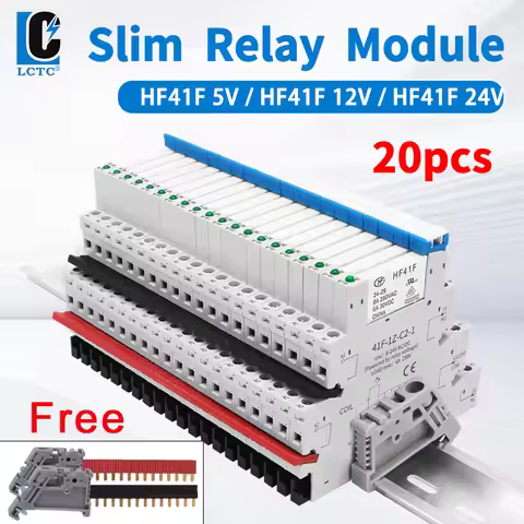 20pcs Hf41F Relay Slim Relay 5V 12V 24V DIN Rail Mounted Interface Relay Module 41F-5-ZS 41F-12-ZS4 