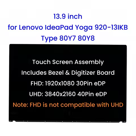 13.9'' for Lenovo Yoga 920 13IKB Type 80Y7 80Y8 LCD Touch Screen Assembly with Bezel Digitizer Board