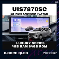 12 Inch UIS7870SC 2.7Ghz Android 13 4GB RAM 64GB ROM Android Player (PERODUA AXIA 2023+)