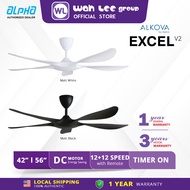 ALPHA Alkova - EXCEL V2-5B 42 56 Inch DC Motor Ceiling Fan with 3 Blades 12 Speed Remote WAH LEE STORE