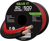 GearIT 20 Gauge Wire (500ft - Black/Red) GPT Automotive Primary Bonded Wire - Copper Clad Aluminum CCA - Car Audio, Speaker Wire, Trailer Harness, Electrical - 500 Feet Total 20ga awg