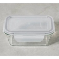 Glass Clear Rectangular Glass Food Container 440ml, Heat-Resistant Storage Box