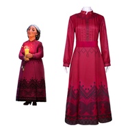 Encanto Abuela Alma Long Sleeve Dress with Belt Cosplay Costume Halloween Masquerade Carnival Party 