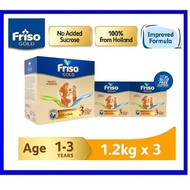 Ready Stock Friso Gold Step 3 1.2KG x 3 Milk Powder EXP : 09/2023 Frisolac Step 1 Friso Gold Step 4 