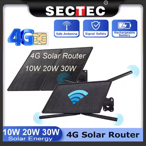 SECTEC 4G SIM Card Solar Router 30W 20100mAh Battery with Sim Card Slot Outdoor for Security Cam Com
