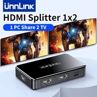 Unnlink 4K HDMI Splitter 1 In 2 Out Video Splitter for Laptop PC PS4/5 TV Box to Monitor TV Projecto