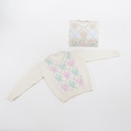 Cribcot special knit wear (knit sweater) - Argyle sweater Girl