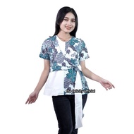 top sale blouse batik lengan pendek atasan batik wanita modern simple