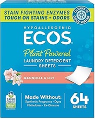 ECOS Laundry Detergent Sheets Vegan, No Plastic Jug, No Mess & Liquid Free - Laundry Sheets in Washe