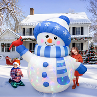 【HOT NEW】 5FT Christmas Inflatable Adorable Blue Snowman with Bird Christmas Inflatables Outdoor Dec