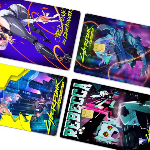 1pc Anime C-Cyberpunk E-Edgerunners Game Film Cover Sticker Case For Small Chip Credit Debit Card Fr