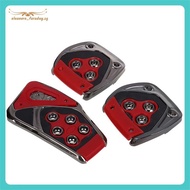 [eleanore_faraday.] Red Black Nonslip Pedal Pad Cover 3 Pcs for MT Auto Car