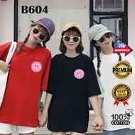 B604 Korean style casual comfort loose smiley T-shirt Men women couples Friends Big kids 2XS-2XL