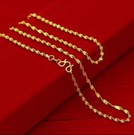 Sale Fasion Jewellery Pure Ang 18k Saudi Gold Necklace Pawnable for Women Chain Pattern Water Wave C