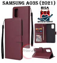 LEATHER CASE FLIP UNTUK SAMSUNG A03S (2021) / FLIP WALLET KULIT UNTUK SAMSUNG A03S (2021) / SARUNG D