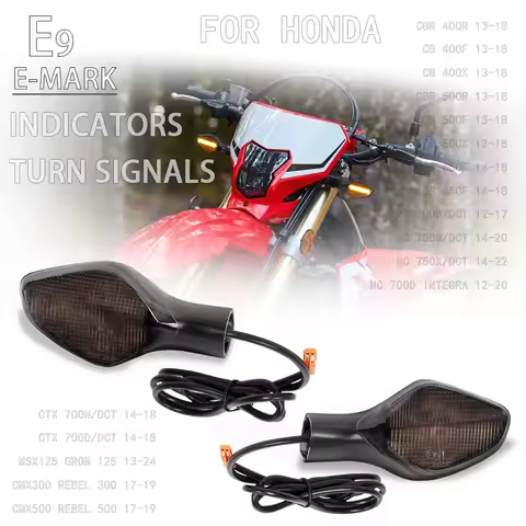 E9 LED Turn Signals For Honda CBR 500 400 R CB500X NC750X MSX125 Grom CMX500 Rebel 500 Flasher Indic