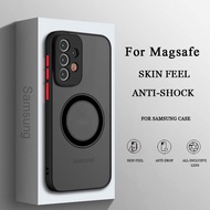 MagSafe เคสกันกระแทกสำหรับ Samsung Galaxy 5G 4G S21 S22 S23 Ultra Plus FE ฝาชาร์จแม่เหล็ก เคสโทรศัพท์มือถือ