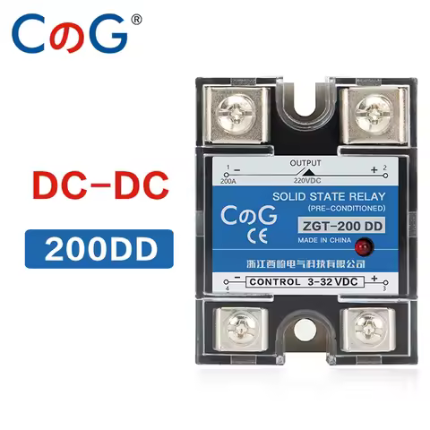 CG SSR-200DD 200A 220V 380V 600V Big Voltage Single Phase JGX DC Control DC Heat Sink 3-32VDC To 5-2