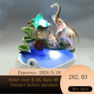 01Ceramic High-End Lotus Lucky Feng Shui Good Fortune Ball Water Fountain Rockery Humidifier Home Company Shop Decorat