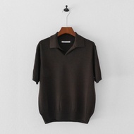 bobs your uncle / Devon knit polo shirt in wool / brown