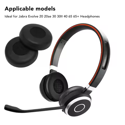 2pcs Replacement Earpads Professional Protein Leather Headphone Ear Cushions for Jabra Evolve 20 20s