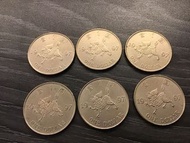 1997年香港壹圓麒麟硬幣6枚
