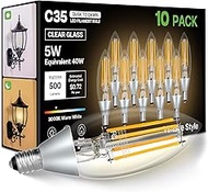 Dusk to Dawn Light Bulbs Outdoor: 5W Equivalent 40W, Candelabra B11 Light Bulb, 3000K Warm White, Ed