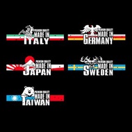 台灣 德國 義大利 瑞典 日本 國家製造 反光貼紙 車貼 TAIWAN