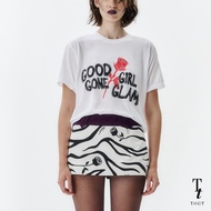 TandT - GGGG T-SHIRT - GOOD GIRL GONE GLAM PRINTED CRYSTAL EMBELLISHED T-SHIRT เสื้อยืดคอกลมแขนสั้นเ