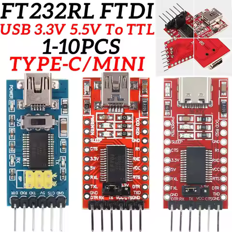 FT232RL FT232 FTDI USB 3.3V 5.5V to TTL Serial Adapter Module for Arduino FT232 Pro Mini /Type-C USB