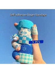 5入組高品質透氣運動手指護套 - 自粘護理帶適用於高爾夫、籃球、羽毛球、棒球 - 帶寵物級繃帶的舒適手指套