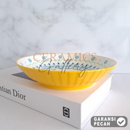 WINSTON 1pcs Piring Buah Keramik GLASIR BLUE 75in Piring Cekung Piring Dalam 195cm