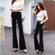 Mini Bootcut Pants Women Office High Waist Black Long Plain Flare Ladies Vogue Formal Slim Fit Fitti