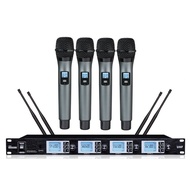 Professional 4-Channel UHF Handheld Wireless Microphone System Metal Dynamic Kit