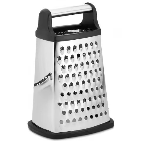 Professional Stainless Steel Cheese Grater, 4 Sides Perfect Box Grater for Parmesan Cheese, Vegetabl