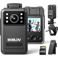 BOBLOV A28 64GB Body Camera with 2K Resolution, 9 Hours Battery Life, with Night Vision, and Bike Mo