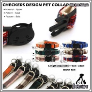 Premium Pet Rantai Kucing Cat Collar Checkered Adjustable Neck Strap Pet Accessories 狗狗猫咪铃铛项圈猫扣项圈现货批