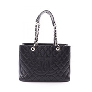 【二手】香奈兒 Matelassé Grand Shopping Tote Bag GST A50995 黑色魚子醬紋小牛皮（粒面小牛皮）GST 鏈條手提包 女士
