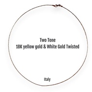 18" Italy 18k Two Tone Gold Wire Collar Necklace