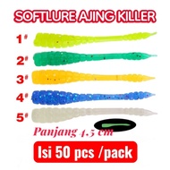 50 pcs 4.5 cm softlure ajing bait in the shape of an anchovy for baby gt casting ajing lure soft pla