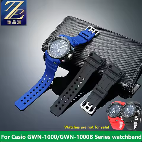 GWN-1000 Soft Resin silicone strap For Casio Watch GWN-1000B Series watchband Waterproof Sports Rubb