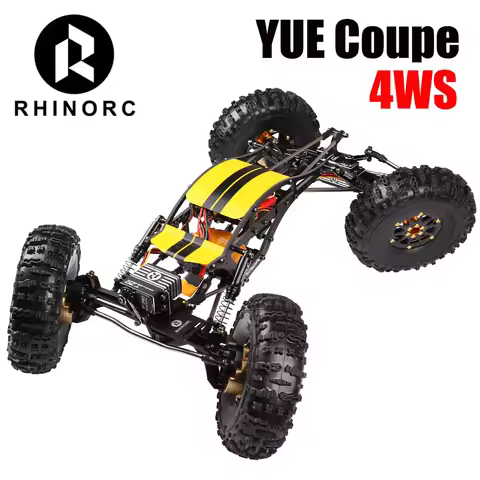 RhinoRC 4WS 1/10 RC Brushless Crawler Car, Front & Rear 4 Wheel Steering Off-Road Rock Crawler for M