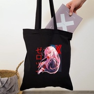 Darling in The Franxx Anime Zero TWO Shopping Bags Canvas Tote Bag Mom Reusable Cloth  Harajuku Bag 