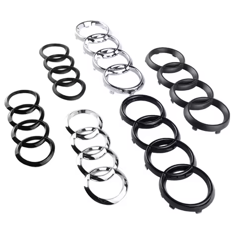 4 Rings Logo ABS Car Front Grille Hood Emblem Rear Trunk Badge Sticker Valve For Audi A3 A4 B8 8P A5