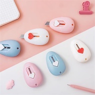 Kawaii Lovely Heart Mini Portable Cute Mini Utility Knives Letter Opener with Snap Off Blades Craft Touch Knife with Key Chain Hole